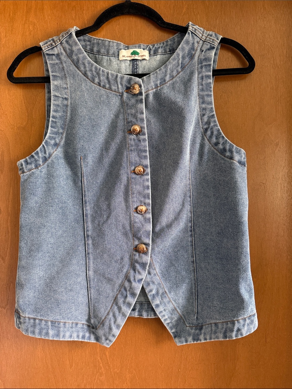 Vintage Style Denim Vest - Light Blue